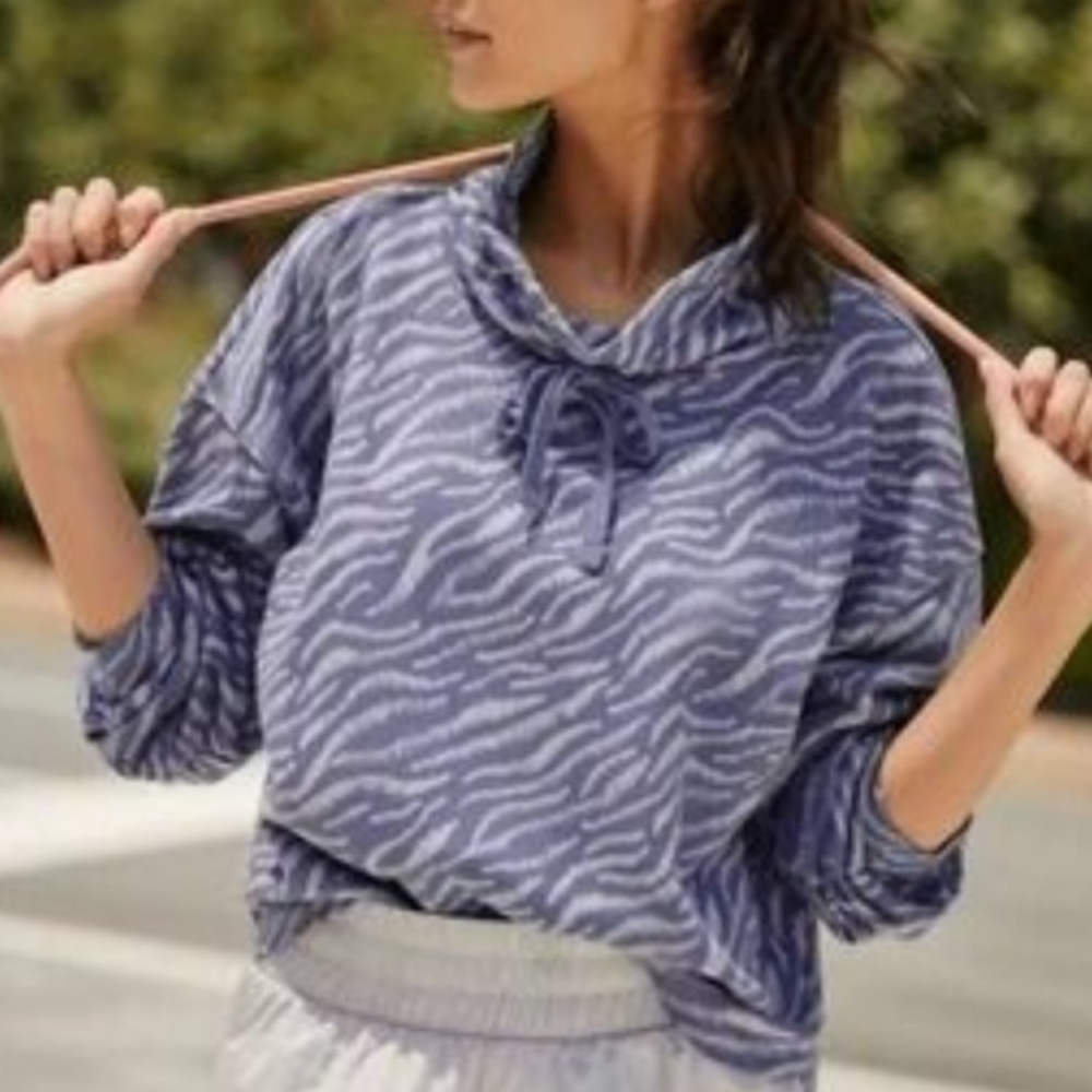 Anthropologie Daily Practice Drawstring Funnel Neck Pullover Sweatshirt sz Large